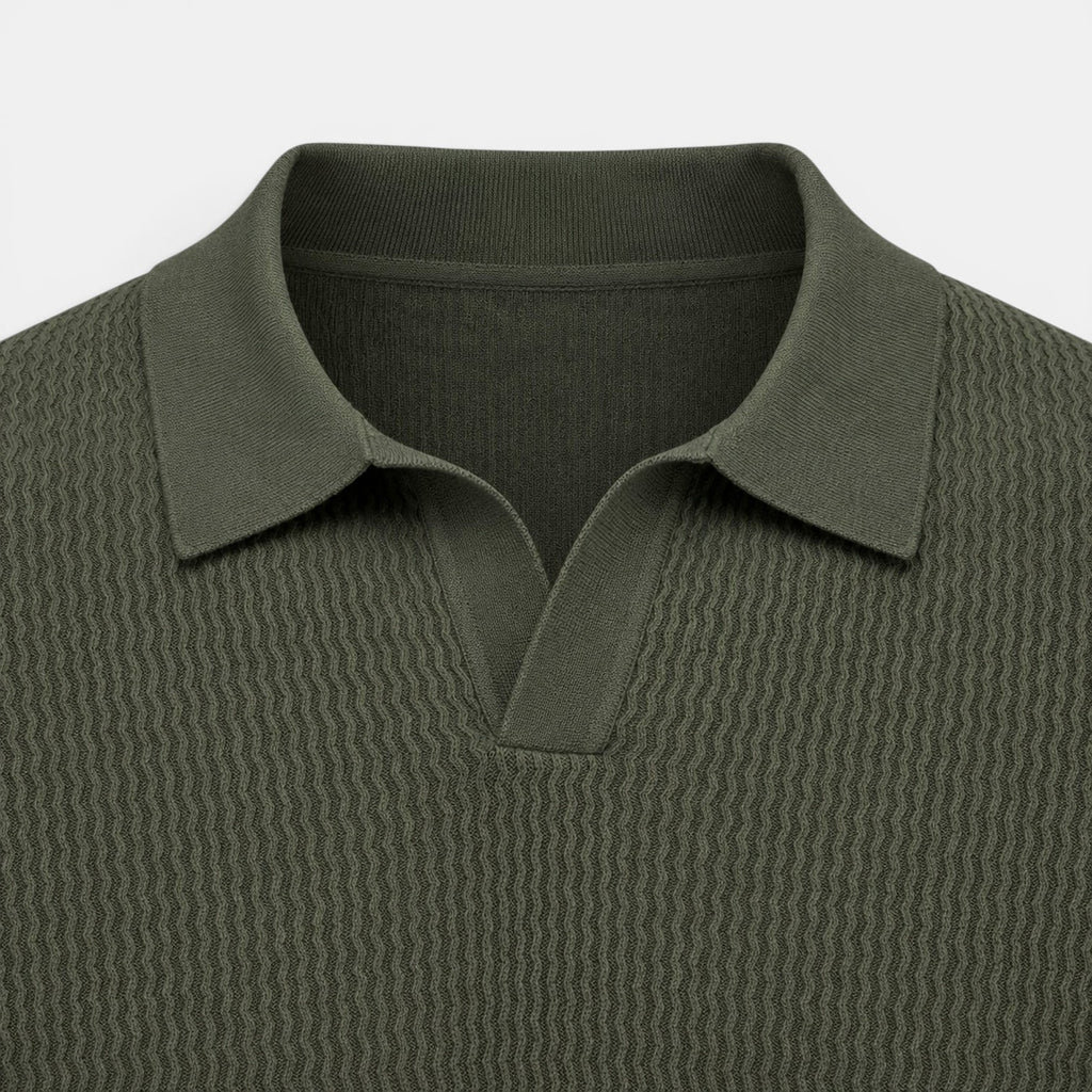 Monvaline | Men's Knit Polo Shirt Short Sleeve Business Casual Pullover