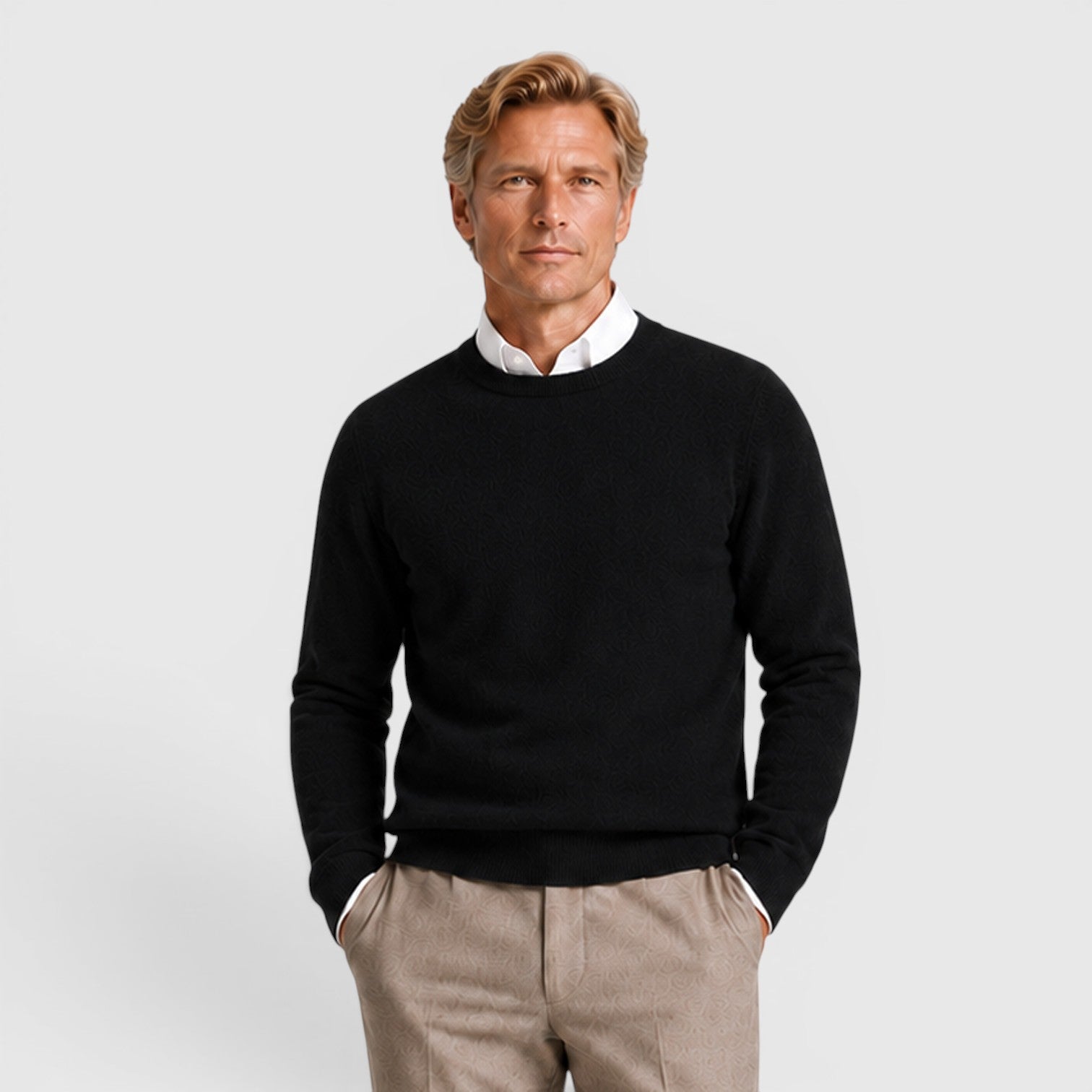 Monvaline | Men's Knit Round Neck Relaxed Fit Pullover