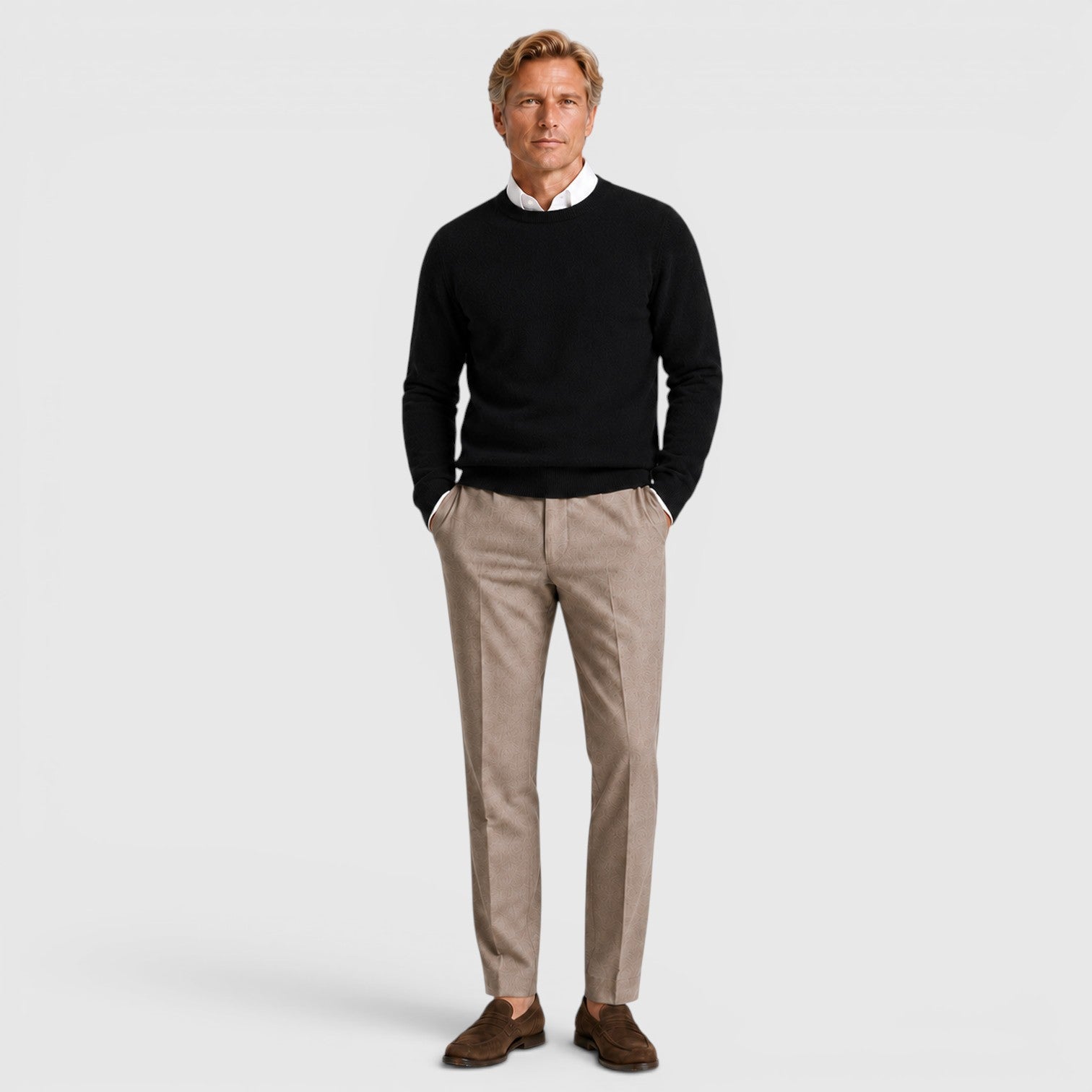 Monvaline | Men's Knit Round Neck Relaxed Fit Pullover