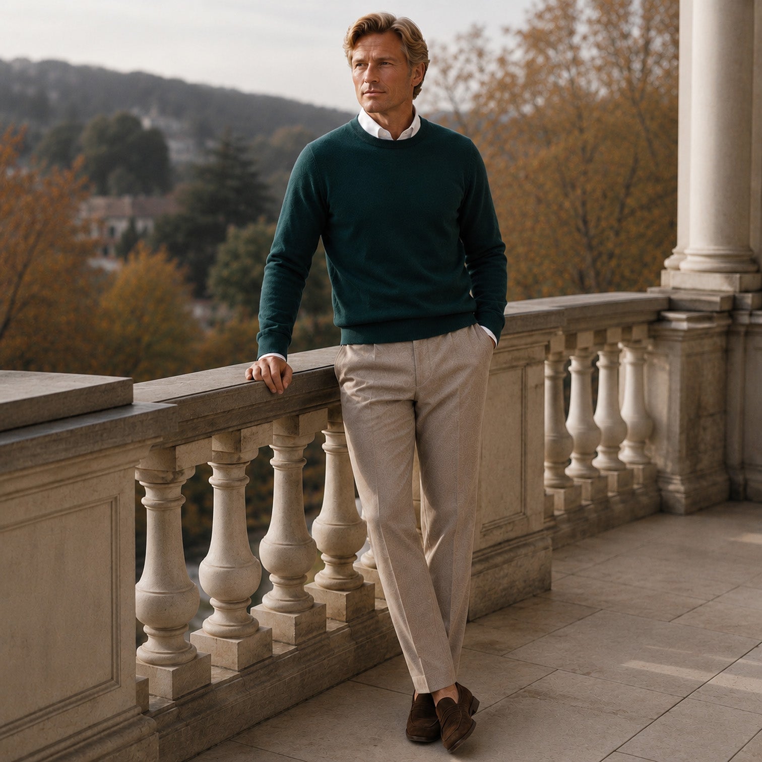 Monvaline | Men's Knit Round Neck Relaxed Fit Pullover