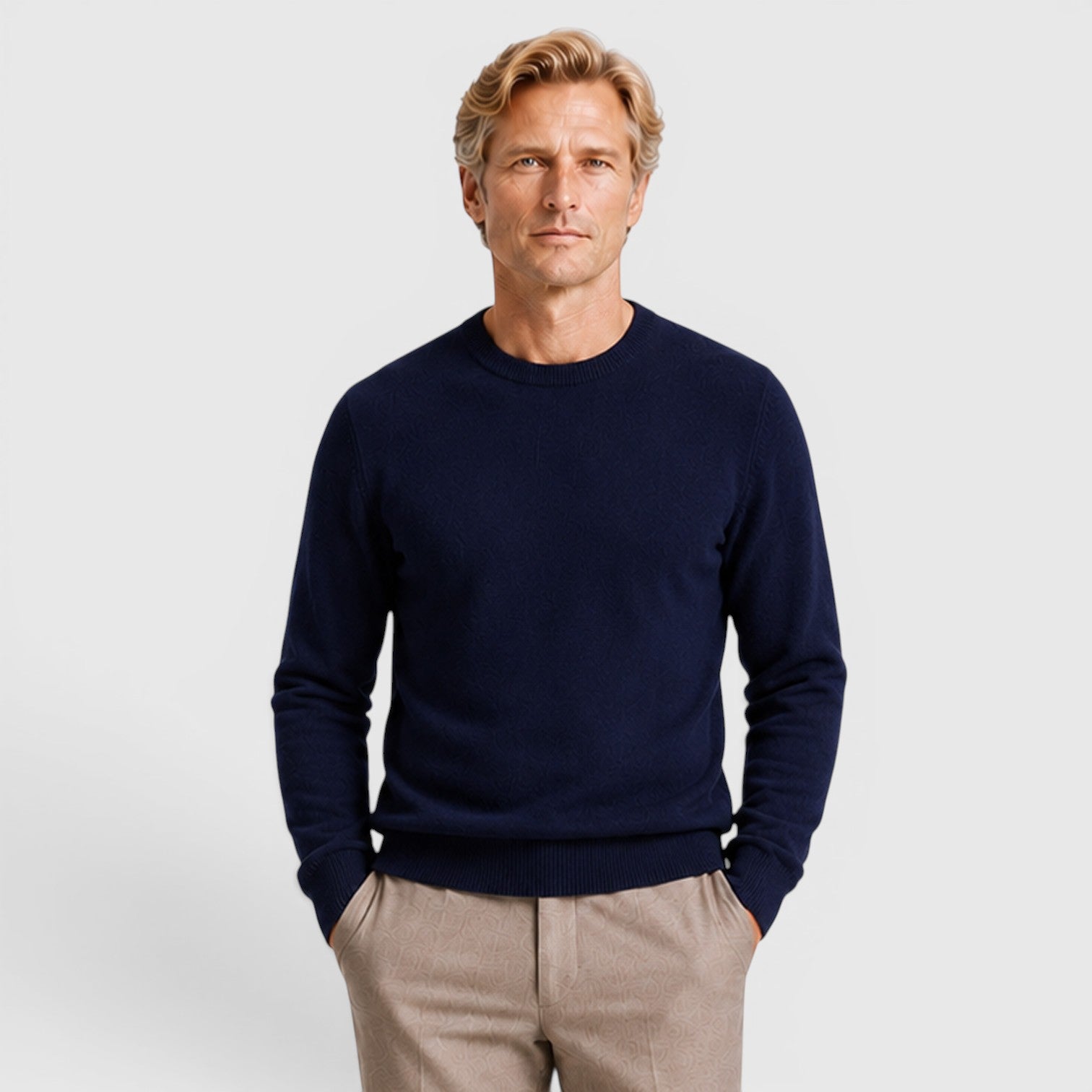 Monvaline | Men's Knit Round Neck Relaxed Fit Pullover