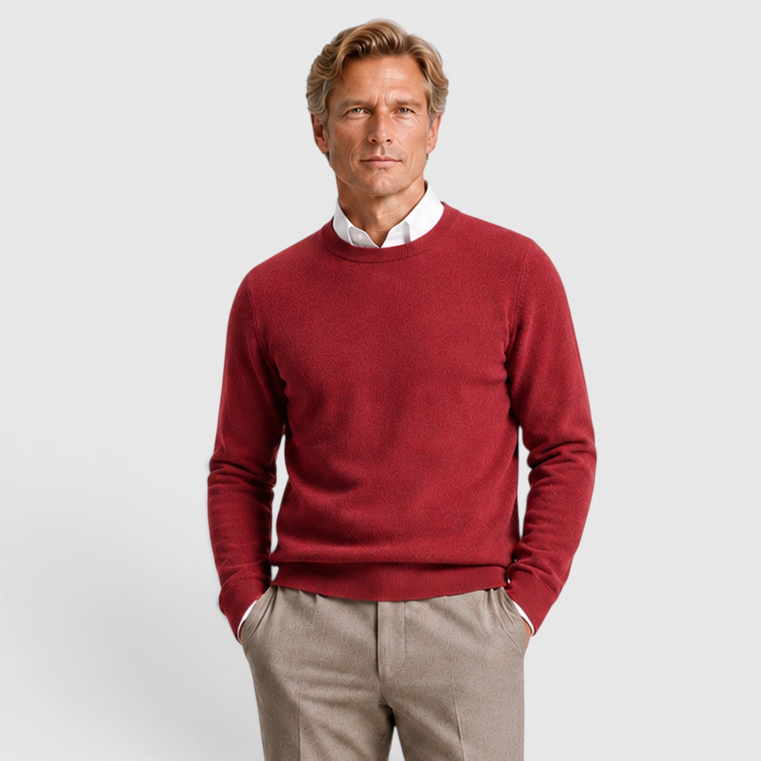 Monvaline | Men's Knit Round Neck Relaxed Fit Pullover