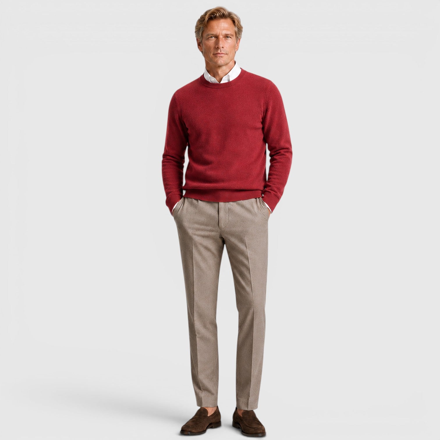 Monvaline | Men's Knit Round Neck Relaxed Fit Pullover