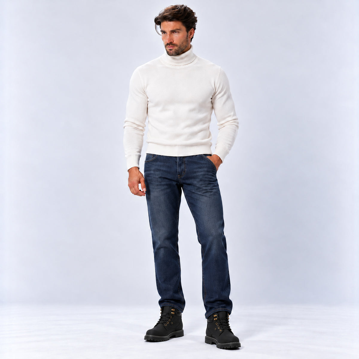 Monvaline | Men's Lace-Up Ankle Boots – Chunky Sole Winter Boots