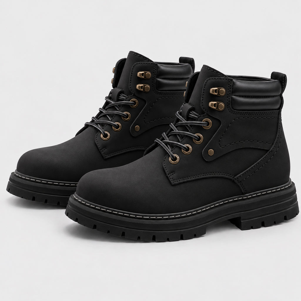 Monvaline | Men's Lace-Up Ankle Boots – Chunky Sole Winter Boots
