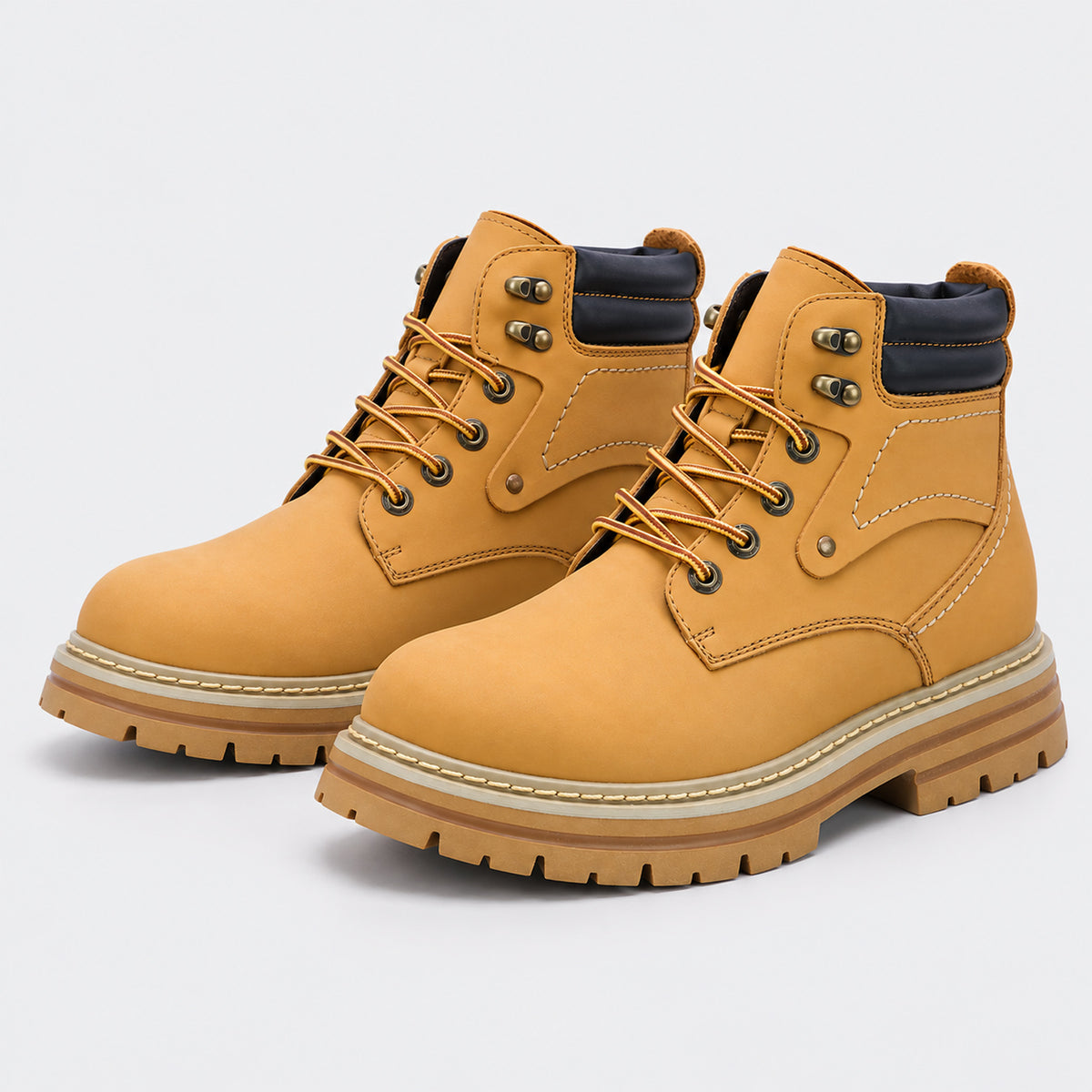 Monvaline | Men's Lace-Up Ankle Boots – Chunky Sole Winter Boots