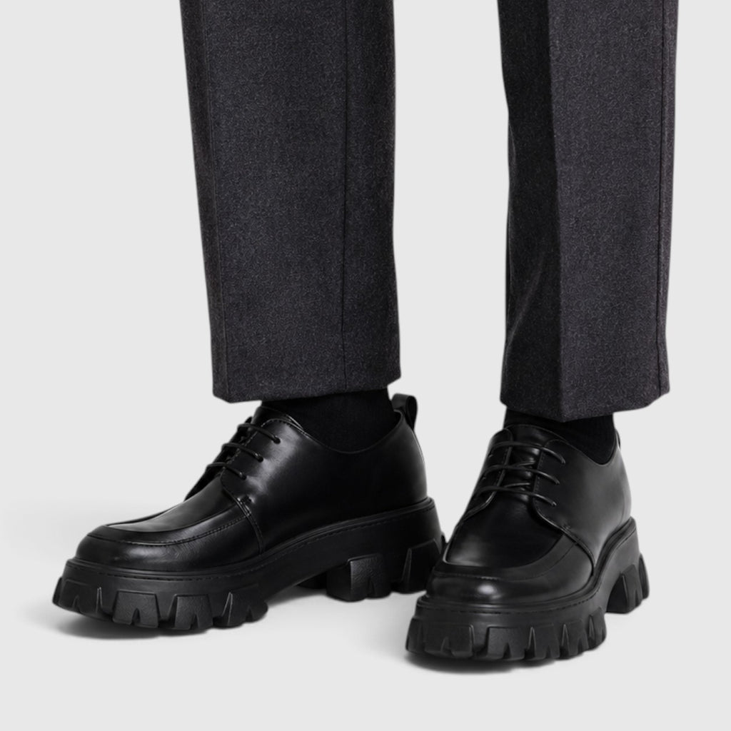 Monvaline | Men's Leather Chunky Sole Casual Loafers