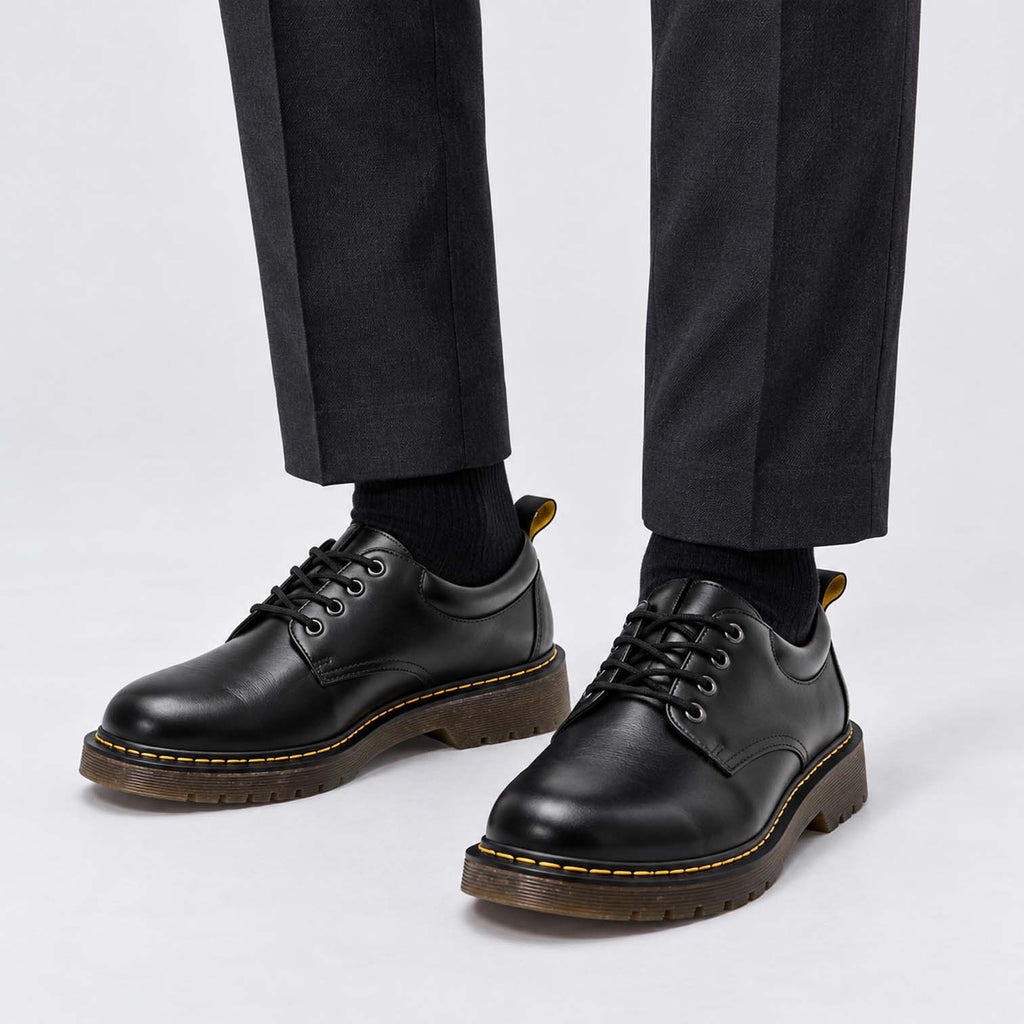 Monvaline | Men's Leather Derby Shoes – Chunky Sole Lace-Up