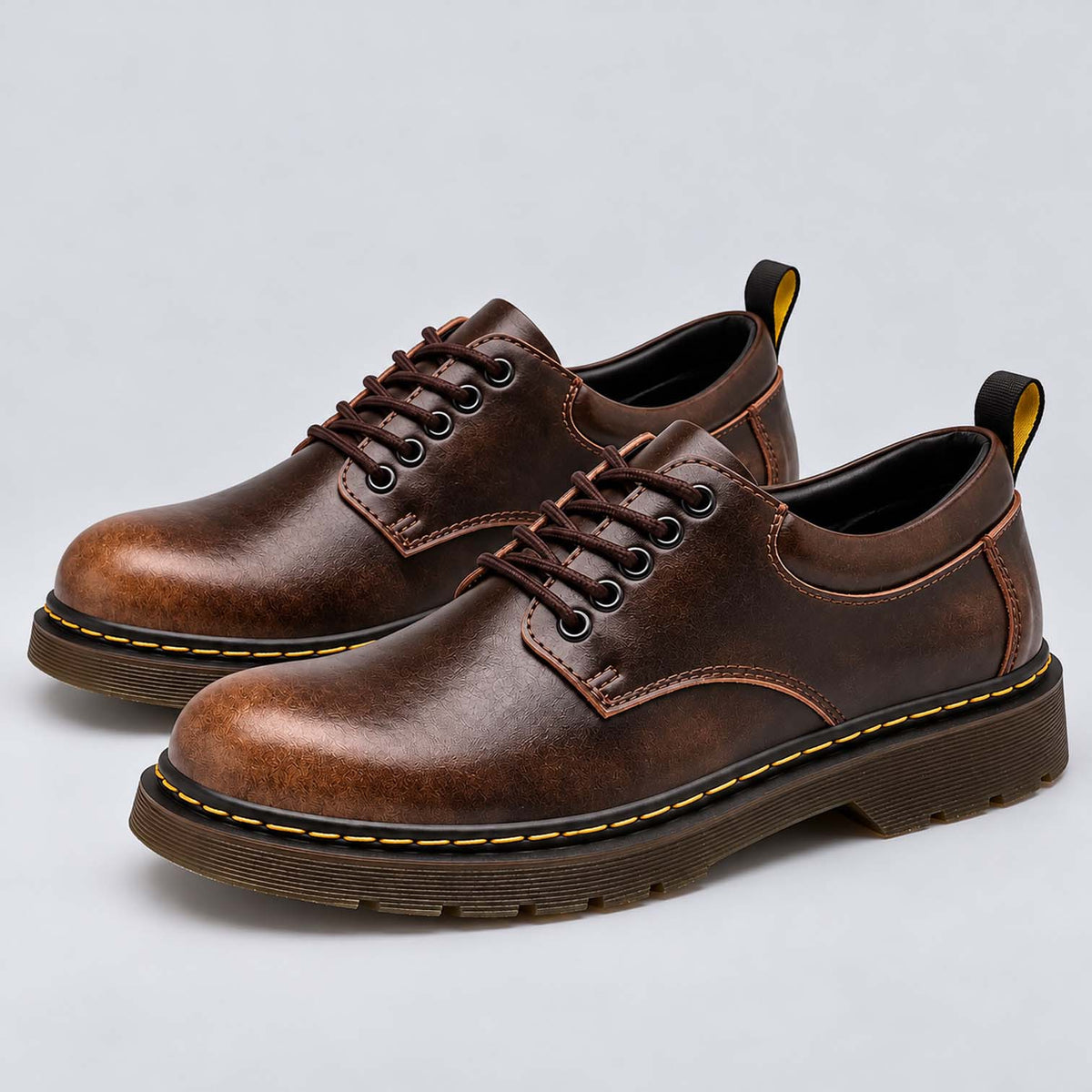 Monvaline | Men's Leather Derby Shoes – Chunky Sole Lace-Up