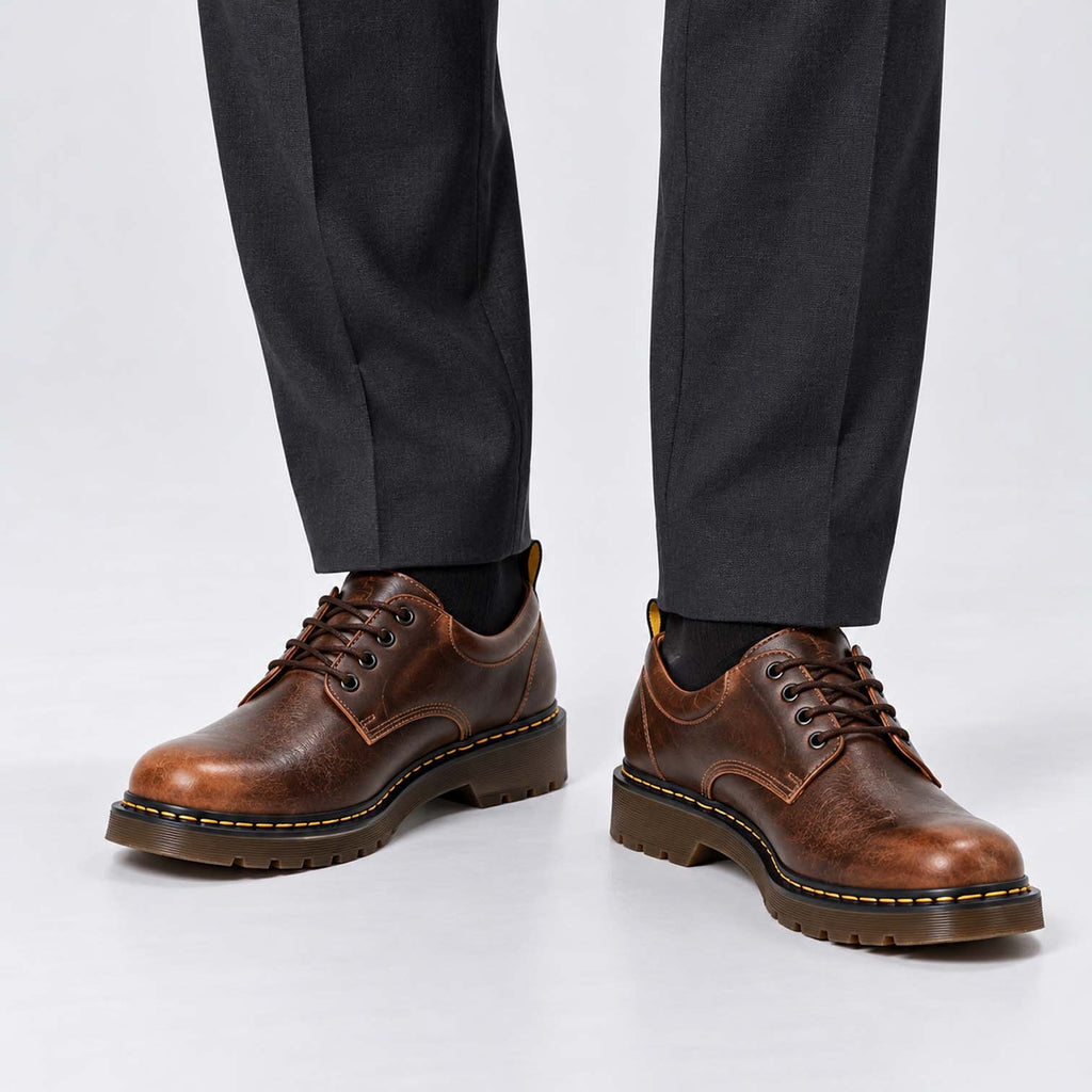 Monvaline | Men's Leather Derby Shoes – Chunky Sole Lace-Up