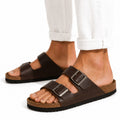 Monvaline | Men's Leather Double Buckle Sandals Comfortable Casual Summer