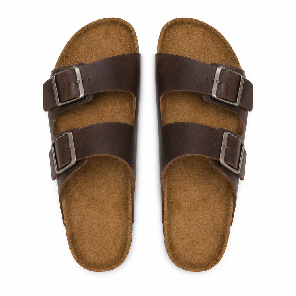 Monvaline | Men's Leather Double Buckle Sandals Comfortable Casual Summer