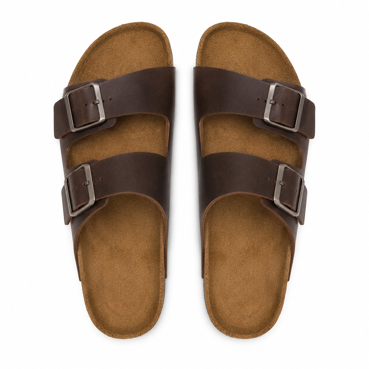 Monvaline | Men's Leather Double Buckle Sandals Comfortable Casual Summer