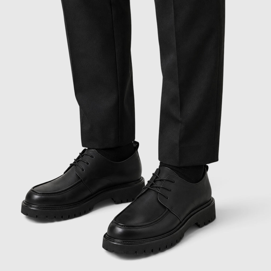 Monvaline | Men's Leather Lace-Up Casual Shoes