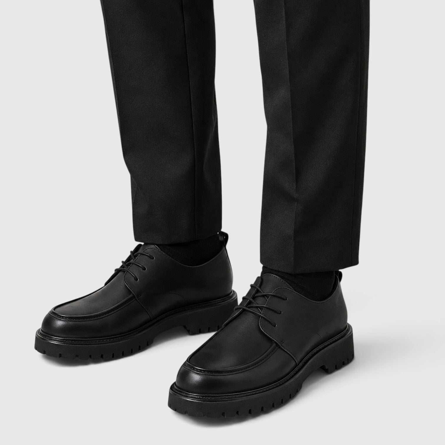 Monvaline | Men's Leather Lace-Up Casual Shoes