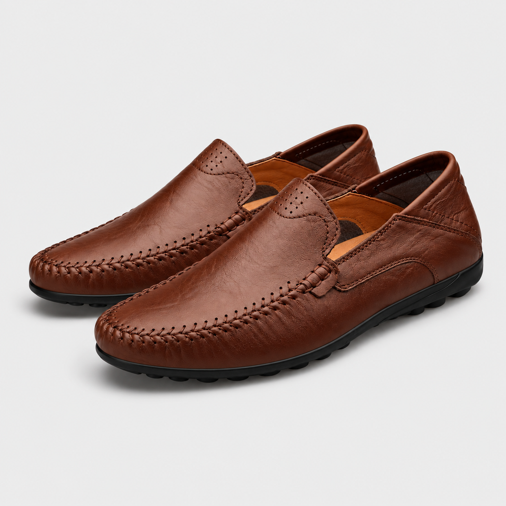 Monvaline | Men's Leather Loafers – Hand-Stitched Comfort Shoes