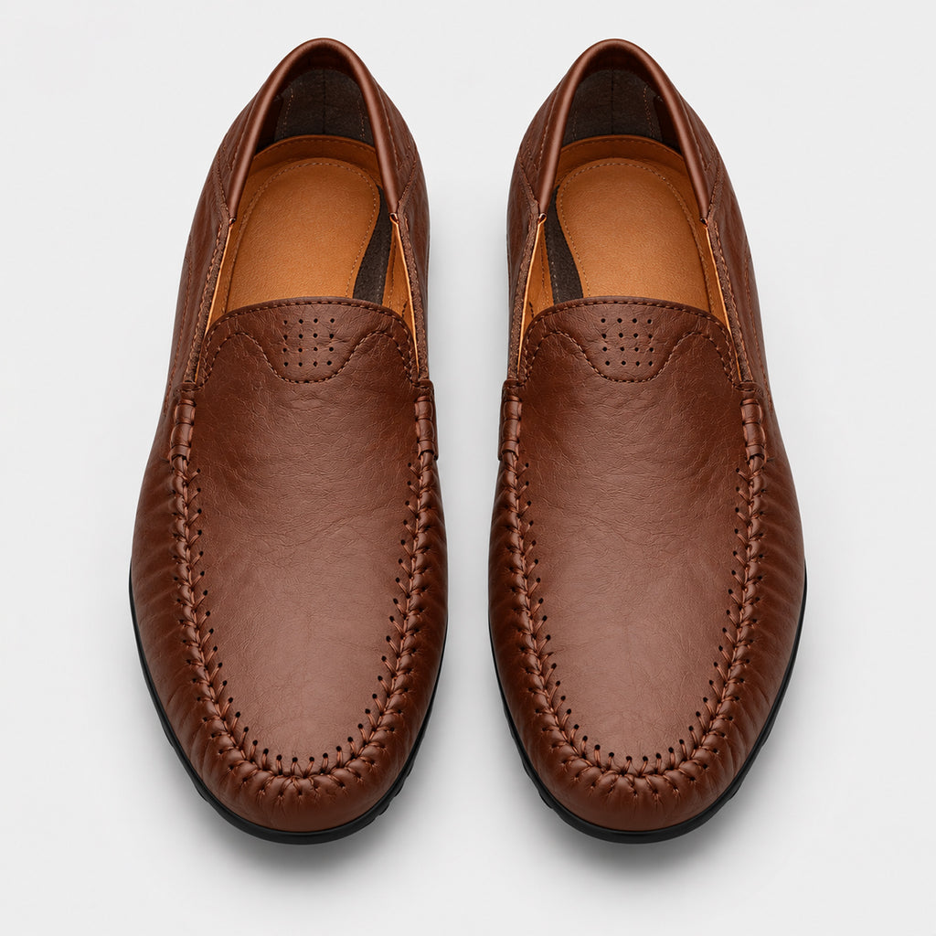Monvaline | Men's Leather Loafers – Hand-Stitched Comfort Shoes