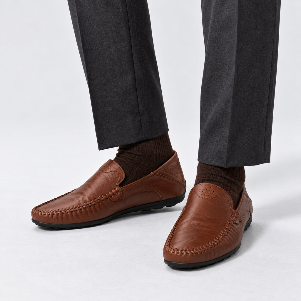 Monvaline | Men's Leather Loafers – Hand-Stitched Comfort Shoes