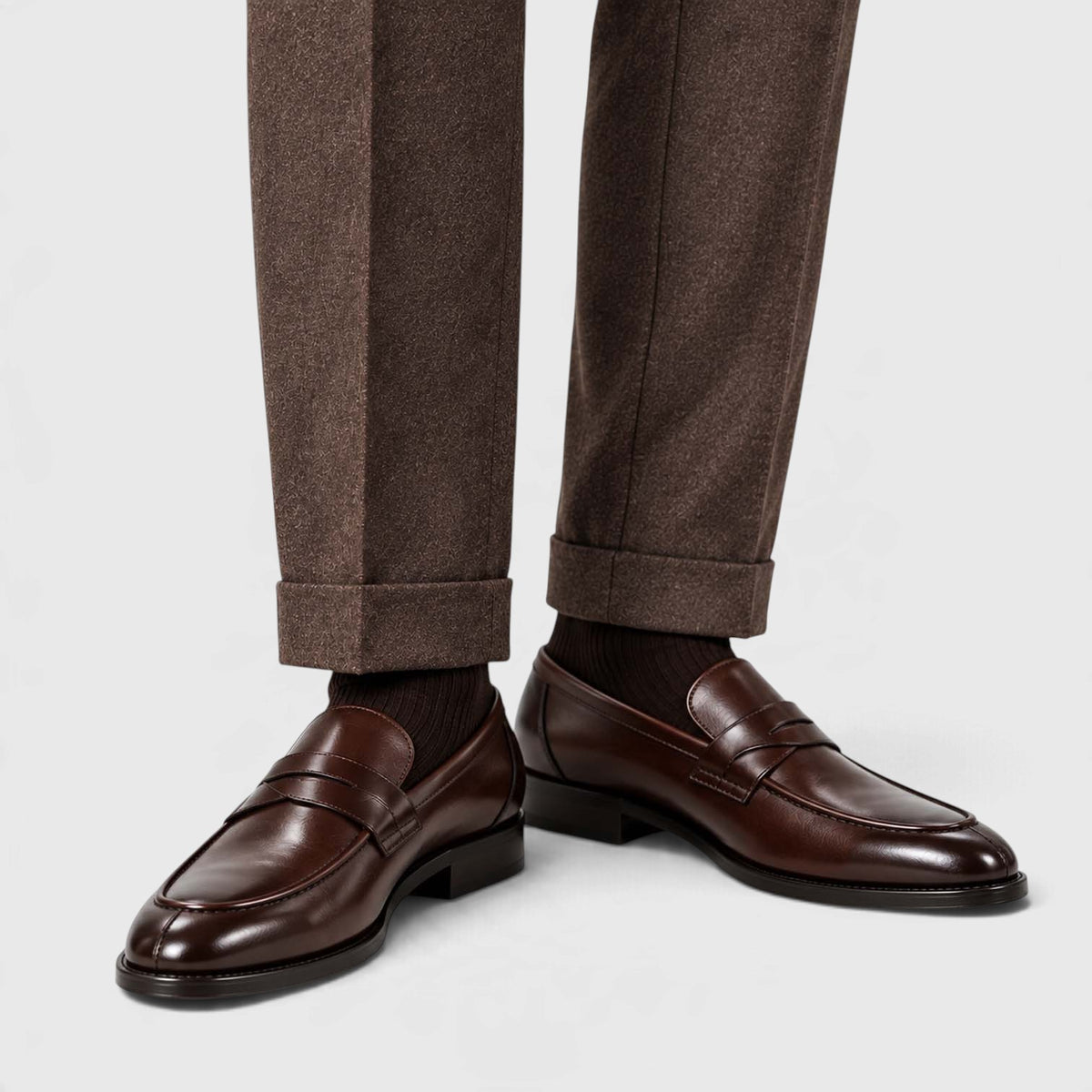 Monvaline | Men's Leather Penny Loafers Cushioned Slip-On Shoes