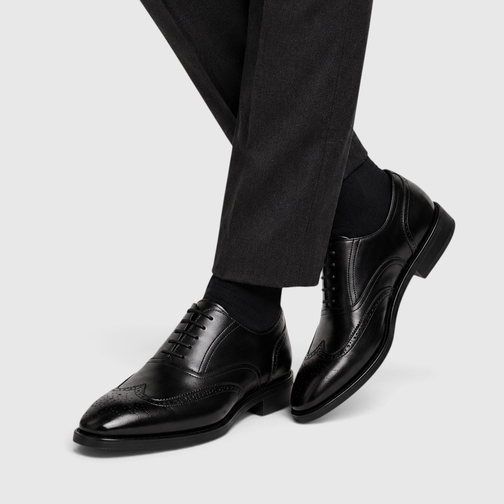 Monvaline | Men's Leather Oxford Brogue Dress Shoes