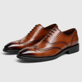 Monvaline | Men's Leather Oxford Brogue Dress Shoes