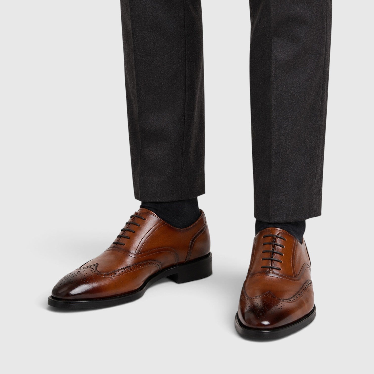 Monvaline | Men's Leather Oxford Brogue Dress Shoes
