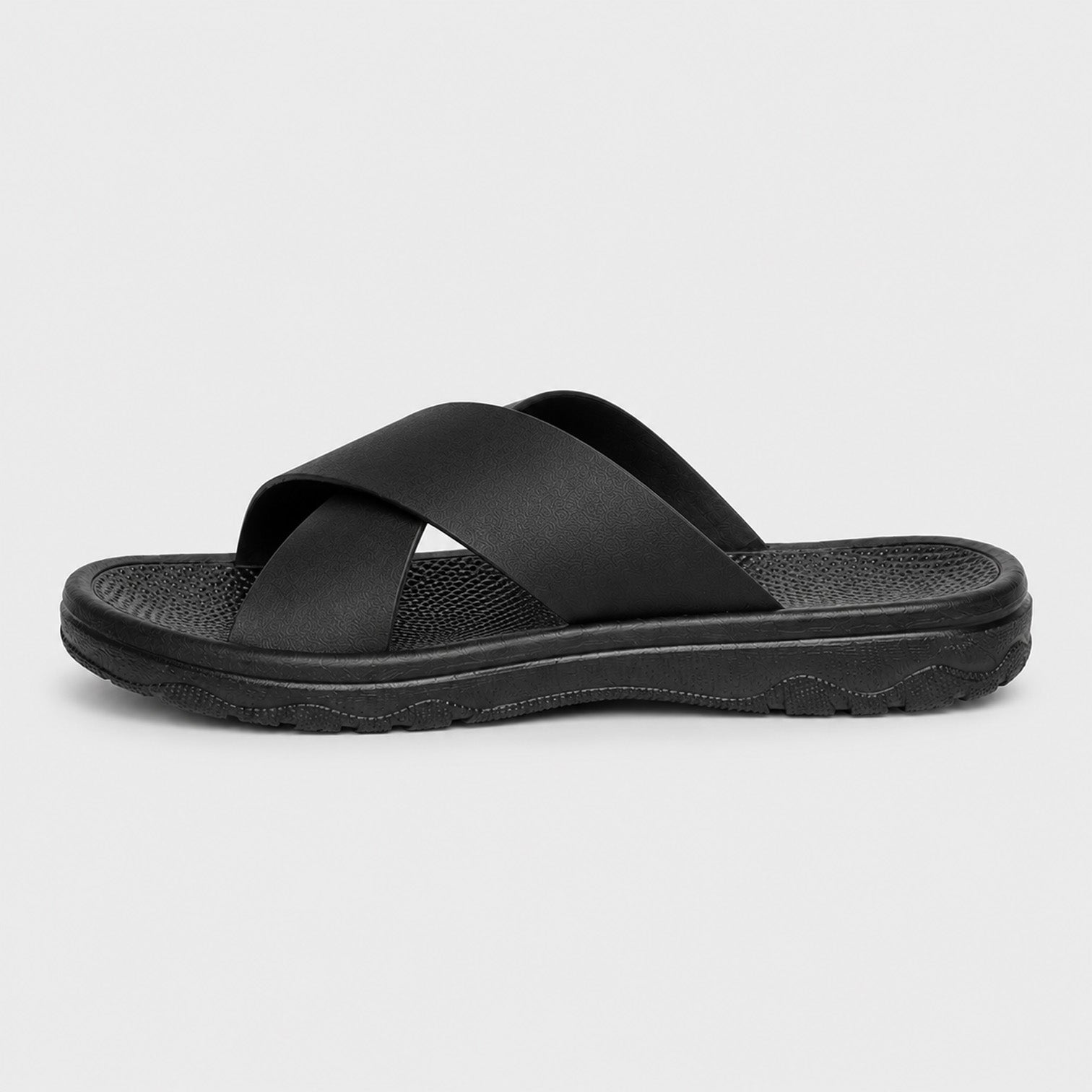 Monvaline | Men's Leather Slide Sandals with EVA Sole for Casual Summer Wear