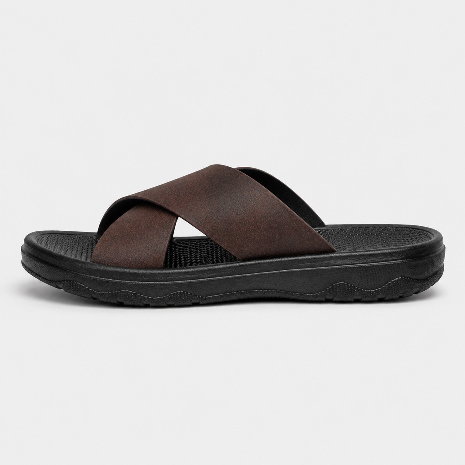 Monvaline | Men's Leather Slide Sandals with EVA Sole for Casual Summer Wear