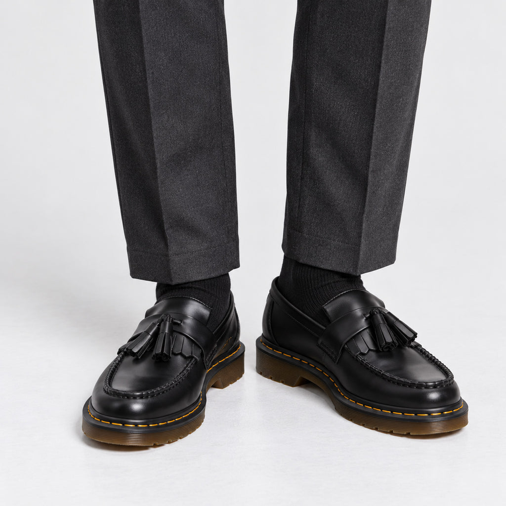 Monvaline | Men's Leather Tassel Loafers Chunky Sole British Style