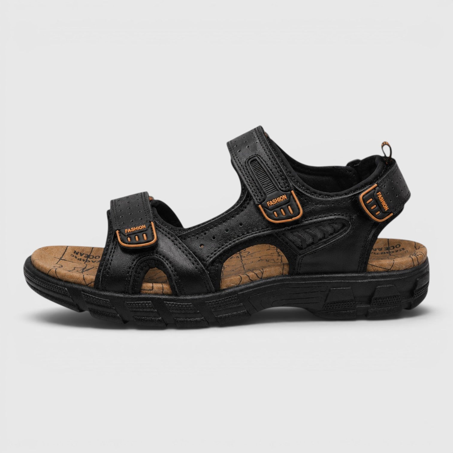 Monvaline | Men's Leather Walking Sandals with Adjustable Velcro Strap