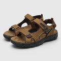 Monvaline | Men's Leather Walking Sandals with Adjustable Velcro Strap