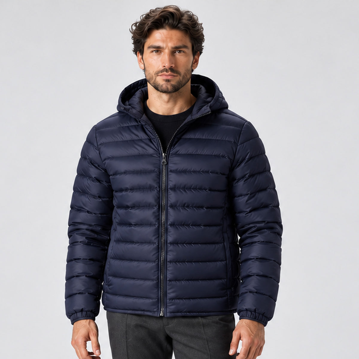 Monvaline | Men's Lightweight Hooded Puffer Jacket Quilted
