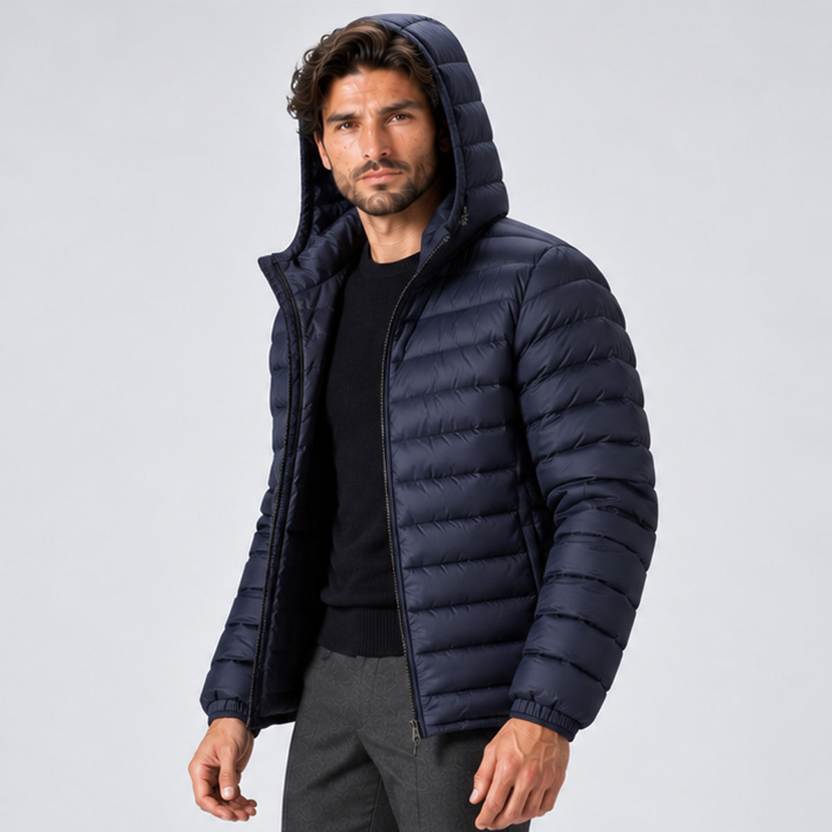 Monvaline | Men's Lightweight Hooded Puffer Jacket Quilted