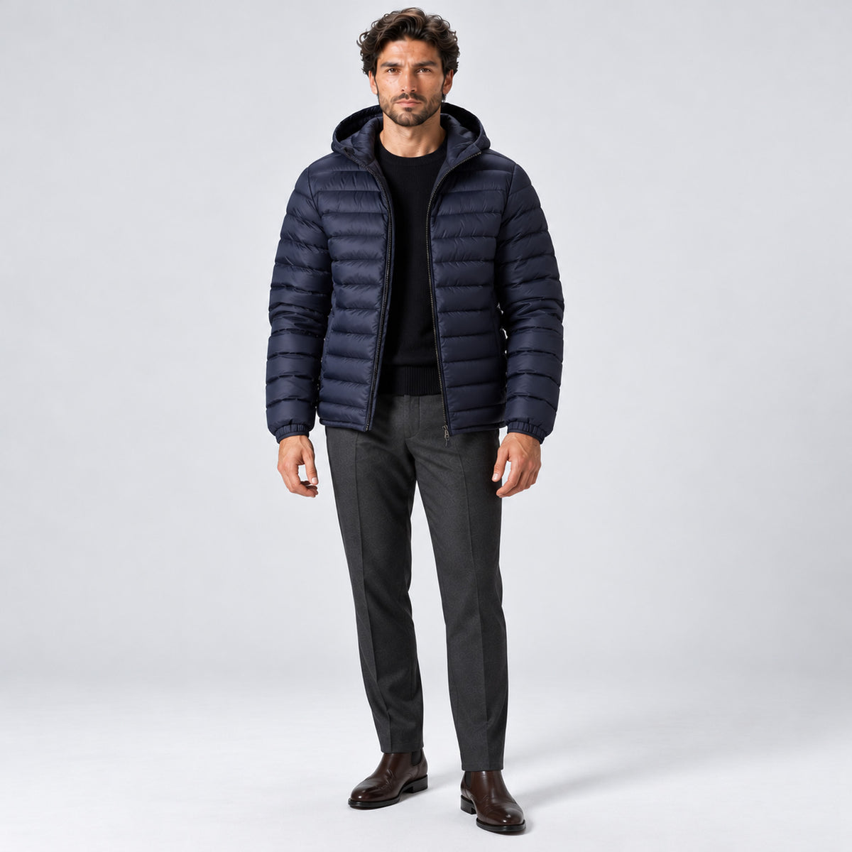 Monvaline | Men's Lightweight Hooded Puffer Jacket Quilted