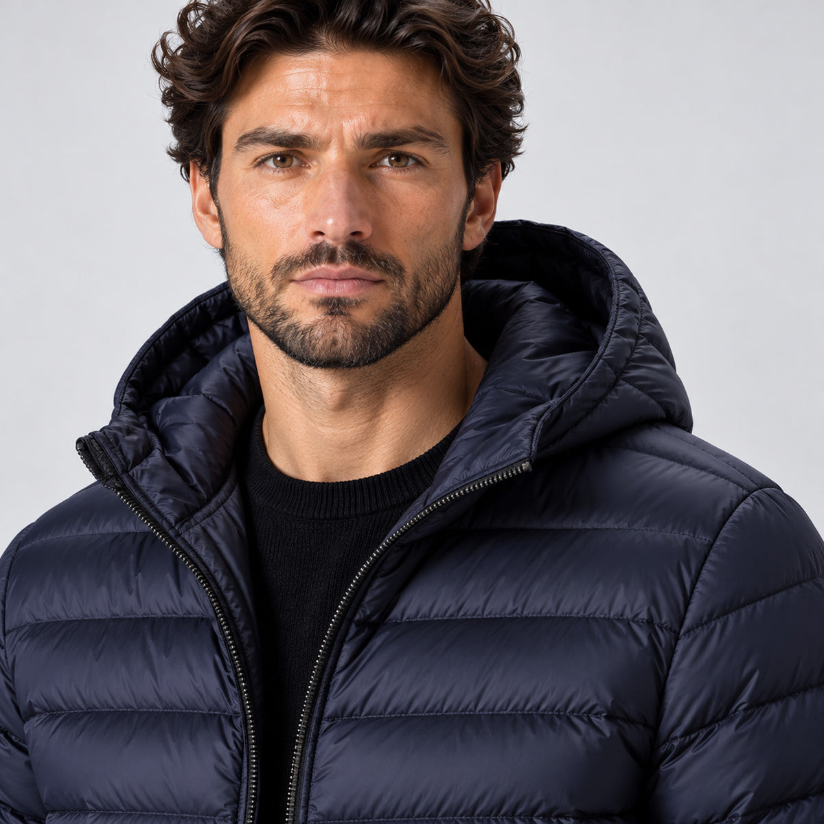 Monvaline | Men's Lightweight Hooded Puffer Jacket Quilted