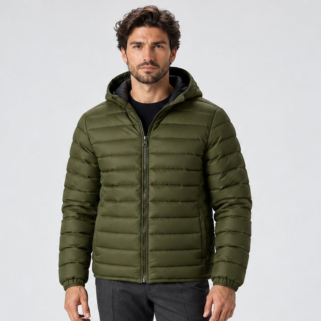 Monvaline | Men's Lightweight Hooded Puffer Jacket Quilted