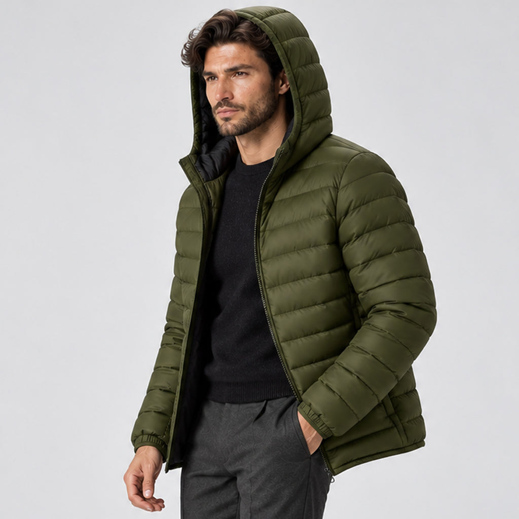 Monvaline | Men's Lightweight Hooded Puffer Jacket Quilted