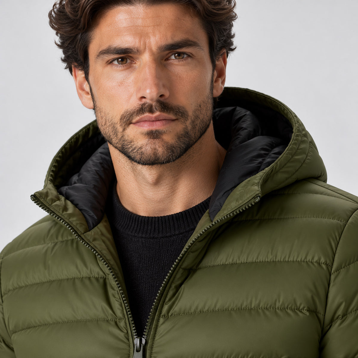 Monvaline | Men's Lightweight Hooded Puffer Jacket Quilted