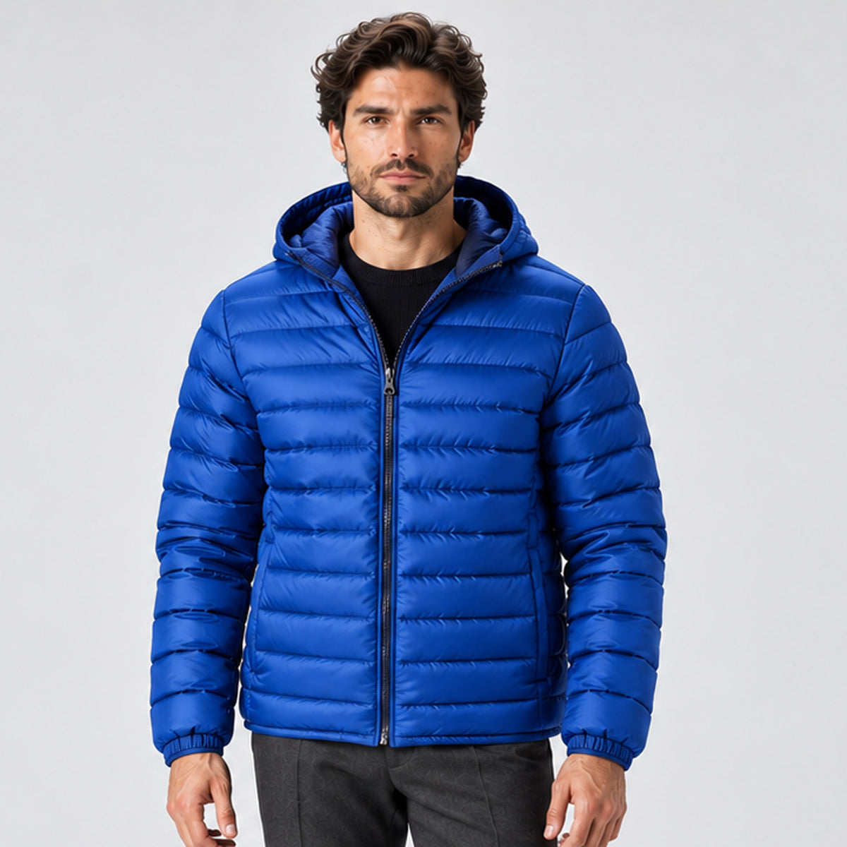 Monvaline | Men's Lightweight Hooded Puffer Jacket Quilted