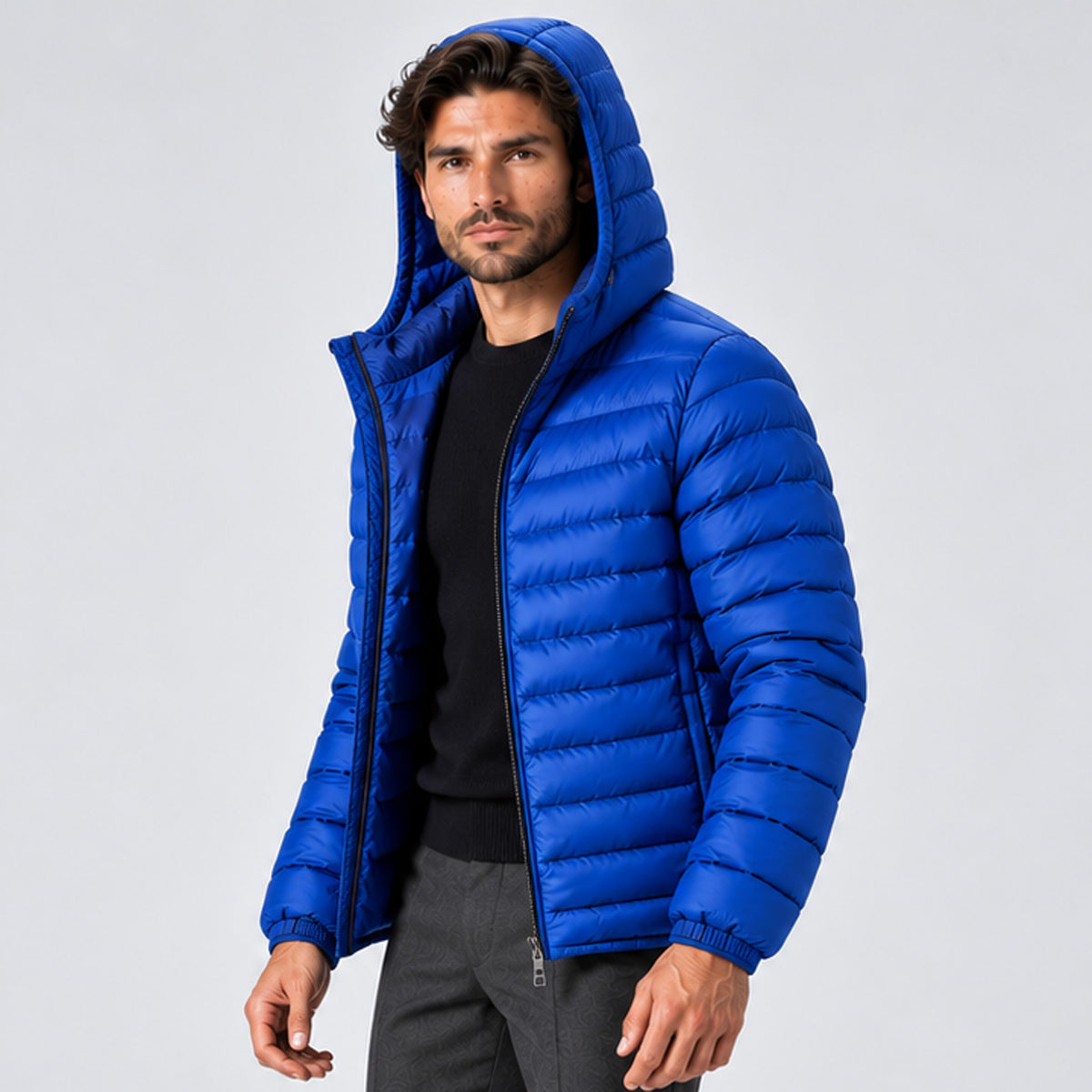 Monvaline | Men's Lightweight Hooded Puffer Jacket Quilted