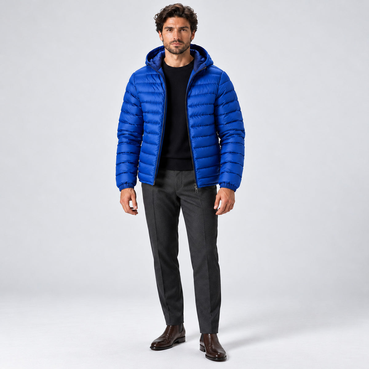 Monvaline | Men's Lightweight Hooded Puffer Jacket Quilted