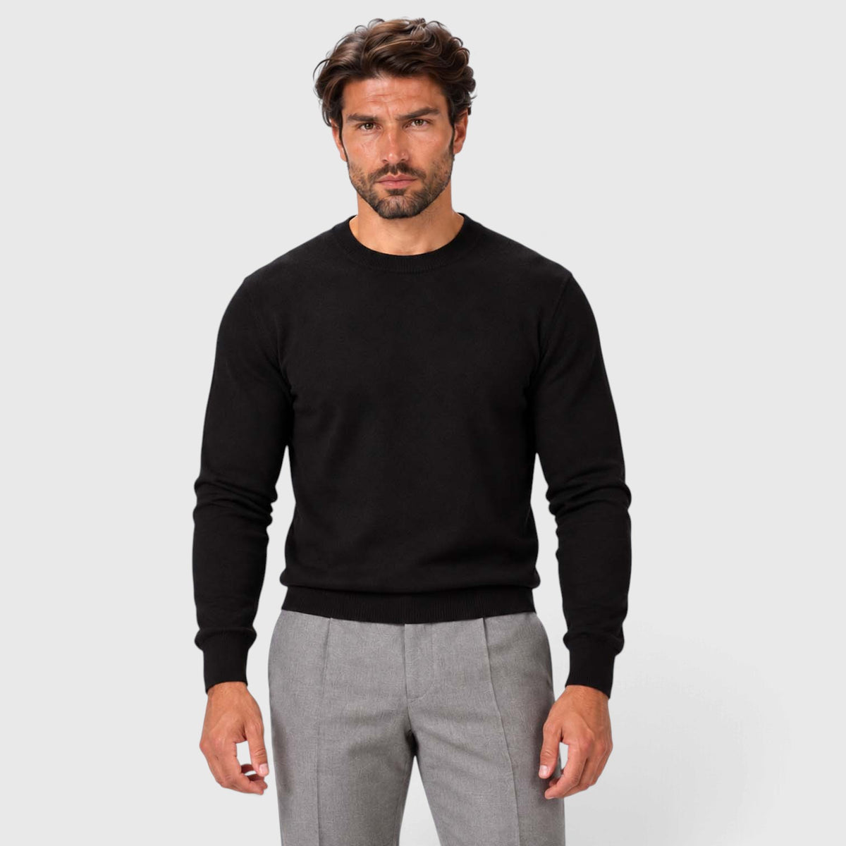 Monvaline | Men's Lightweight Knit Crewneck Sweater Slim Fit