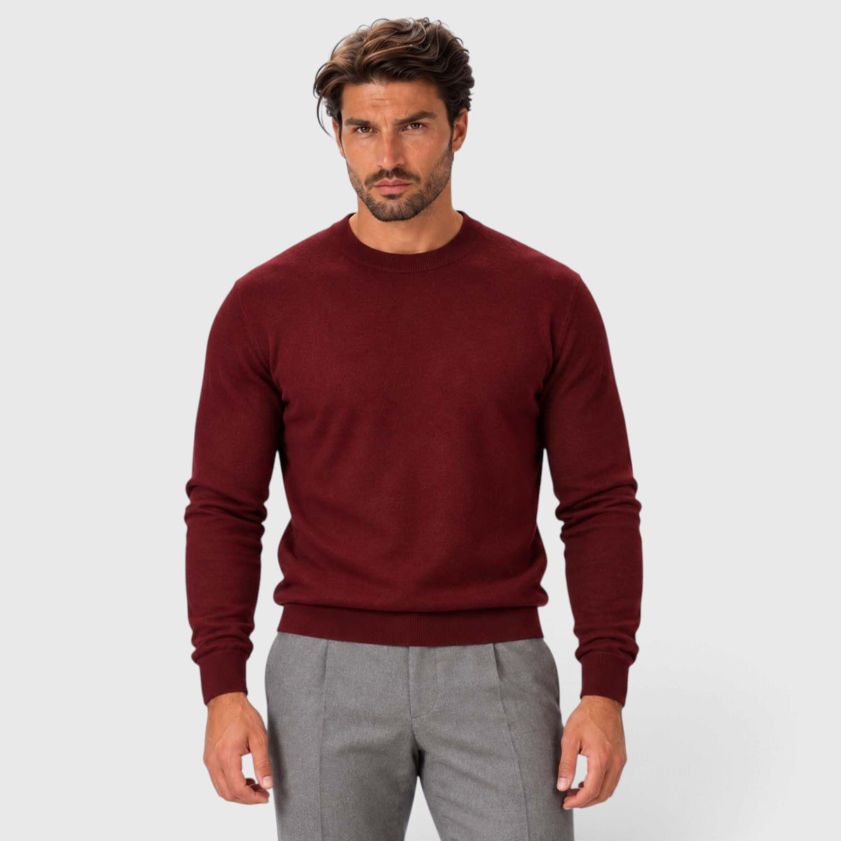 Monvaline | Men's Lightweight Knit Crewneck Sweater Slim Fit