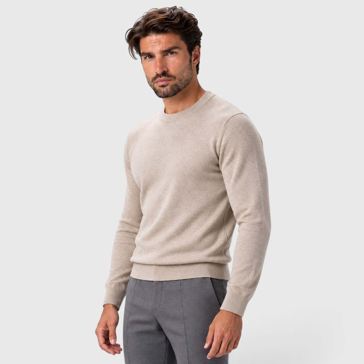 Monvaline | Men's Lightweight Knit Crewneck Sweater Slim Fit