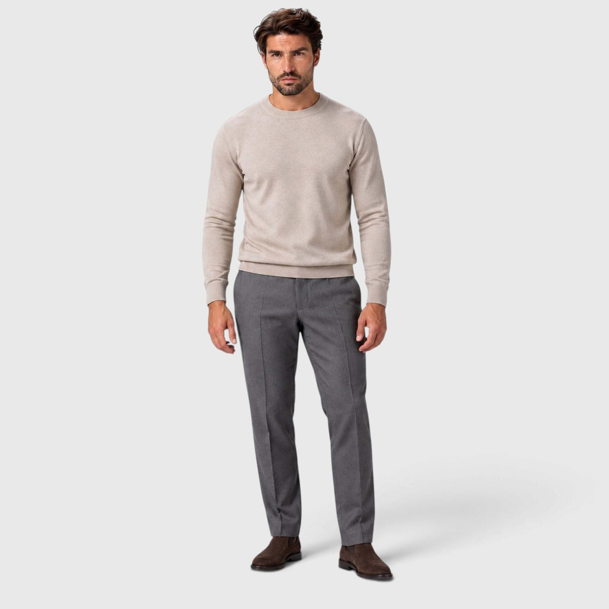 Monvaline | Men's Lightweight Knit Crewneck Sweater Slim Fit