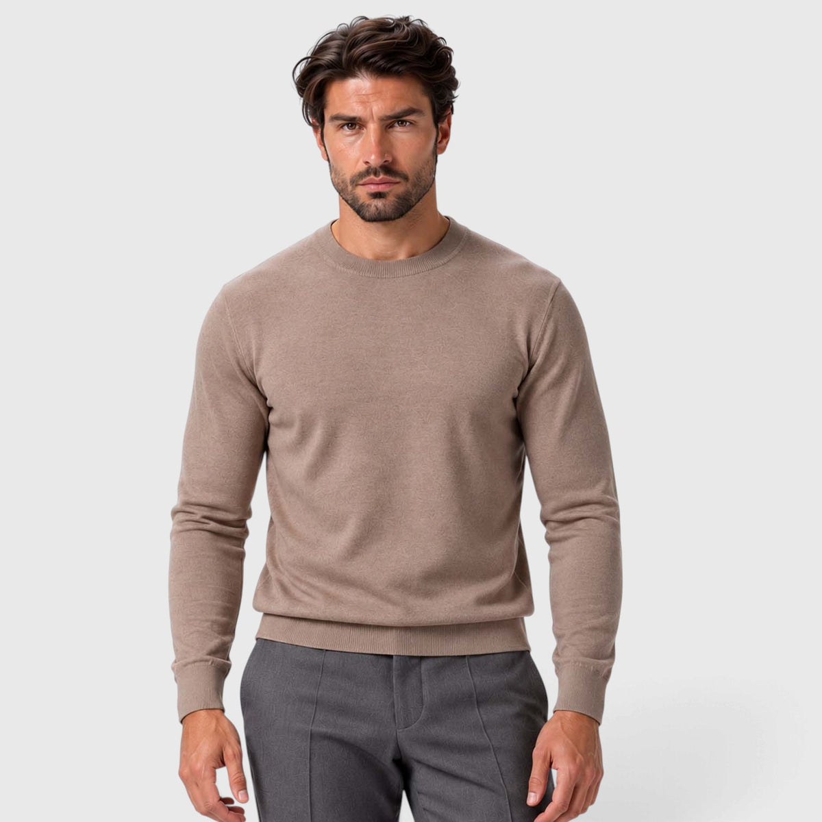 Monvaline | Men's Lightweight Knit Crewneck Sweater Slim Fit
