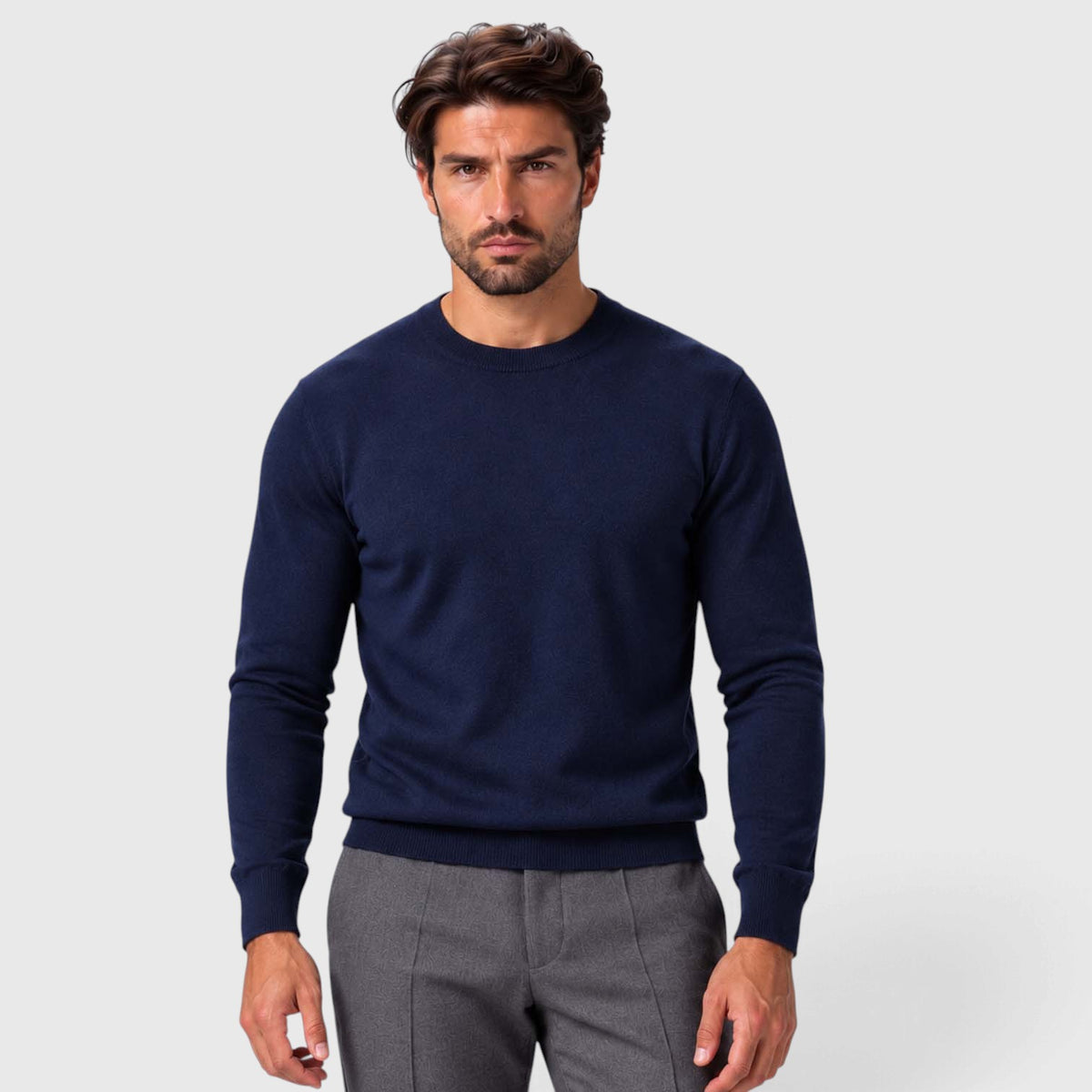 Monvaline | Men's Lightweight Knit Crewneck Sweater Slim Fit