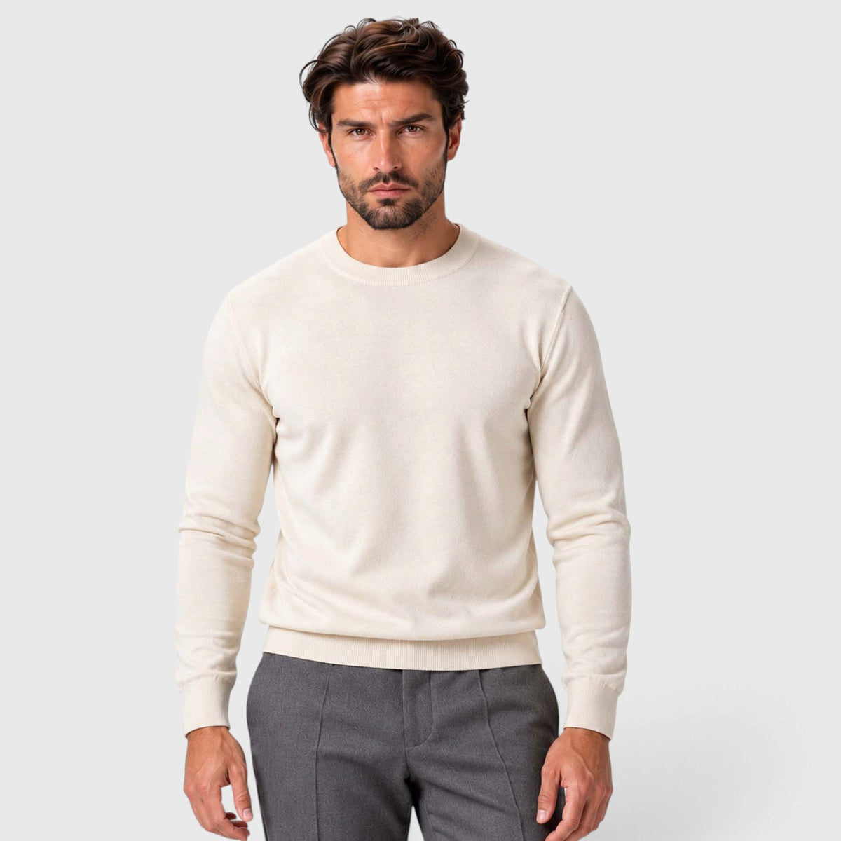 Monvaline | Men's Lightweight Knit Crewneck Sweater Slim Fit