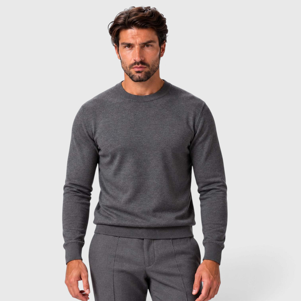 Monvaline | Men's Lightweight Knit Crewneck Sweater Slim Fit