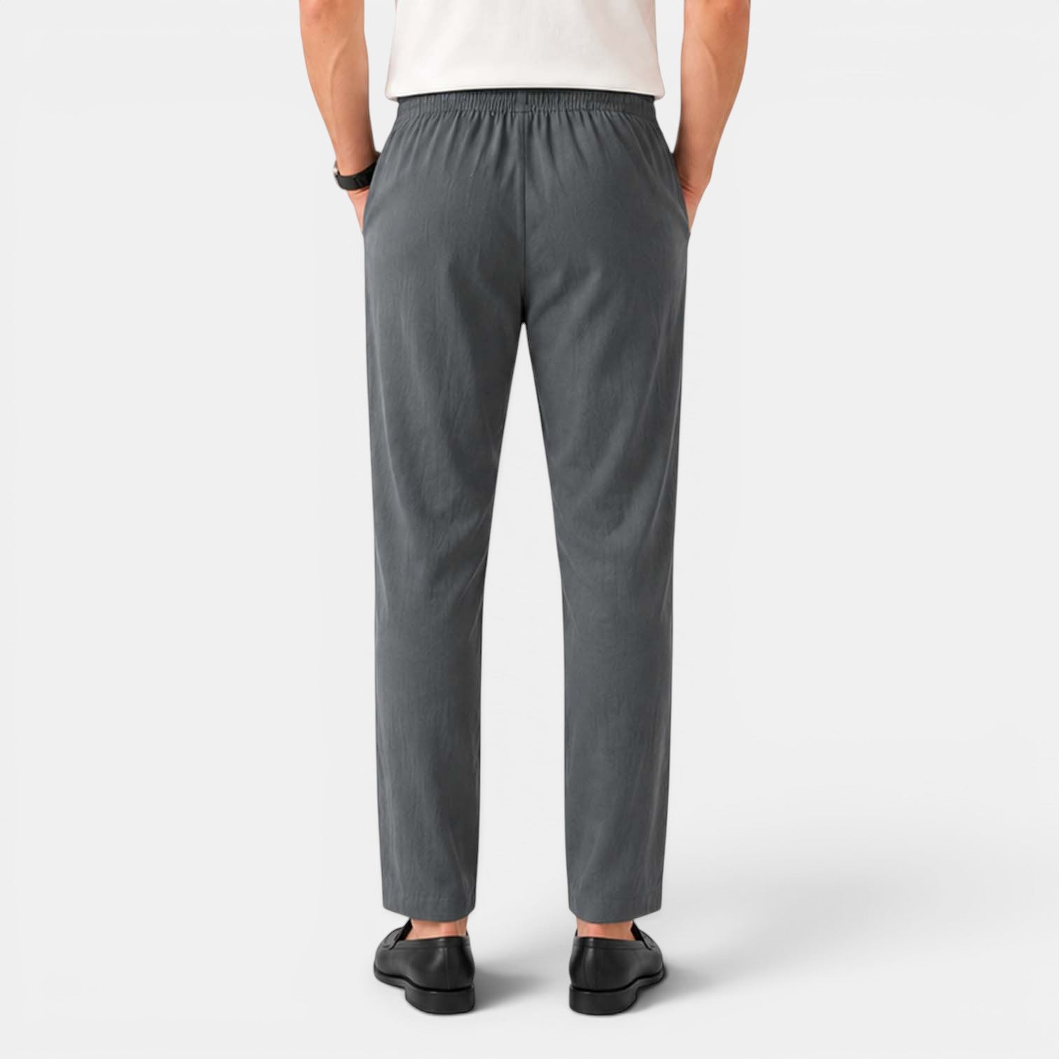 Monvaline | Men’s Linen Pants Breathable Comfort Relaxed Fit Summer Trousers